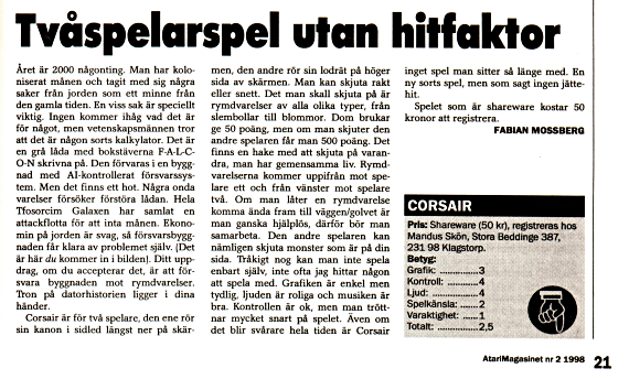 Corsair in AtariMagasinet 1998